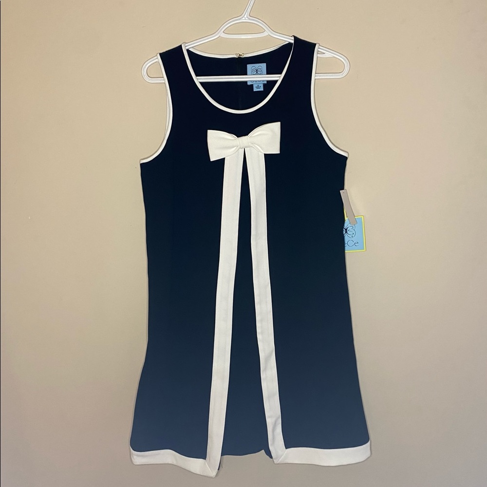 CeCe Black & White Bow Dress (Size 10)